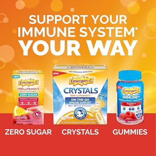 Emergen-C 1000mg Vitamin C Powder for Daily Immune Support Caffeine Free Vitamin C Supplements with Zinc and Manganese, B Vitamins and Electrolytes, Super Orange Flavor - 90 Count/3 Month Supply - Vitamin C Powder thumbnail 5