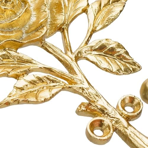 SOFFEE DESIGN 2pcs Golden Single Hooks 3D Flower Retro Ornate Style for Room Wall Mounted Decoration, Coat Hat Scarf Hanging Entry Heavy Duty Hooks, Home Decor thumbnail 7