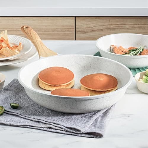 SENSARTE Nonstick Ceramic Cookware Set 13-Piece, Healthy Pots and Pans Set, Non-toxic Kitchen Cooking Set with Stay-Cool Handles, Silicone Tools and Pot Protectors, PFAS and PFOA Free - White thumbnail 9