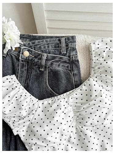 SOLY HUX Girl's Gingham Tops Y2K Cute Blouse Summer Sweetheart Neck Shirts Aesthetic Clothes thumbnail 3