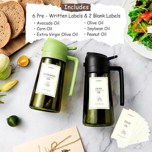 TrendPlain - Original 16oz/470ml Olive Oil Dispenser Bottle for Kitchen Gadgets and Air Fryer Accessories - Olive Oil Sprayer for Cooking w/Stickers - Black thumbnail 6
