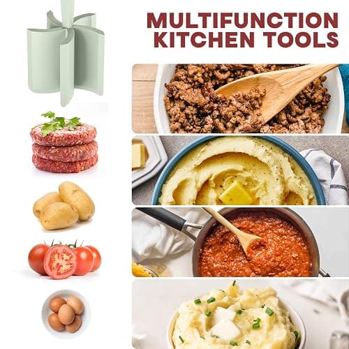 Meat Chopper, Hamburger Grinder, Premium Heat Resistant Smasher for Ground Beef, Burger Grinder Nylon Potato Mix Tool-Green thumbnail 4