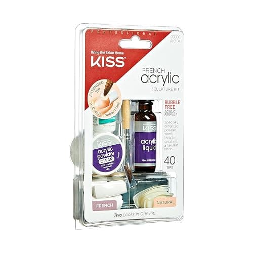 KISS French Acrylic False Nails Sculpture Kit, Natural & French Manicure, Extended Bubble-Free Nail Tips with Acrylic Liquid & Powder, Maximum Speed Nail Glue, Application Brush, & 40 Fake Nails thumbnail 4