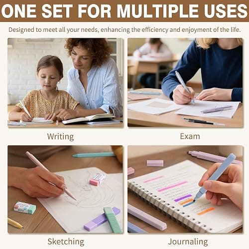 62PCS Aesthetic School Supplies, Cute Back to School Supplies College Essentials Preppy Stationary Set with Large Pencil Pouch Case, Pastel Highlighters Gel Pens Mechanical Pencils for Student Girls thumbnail 9
