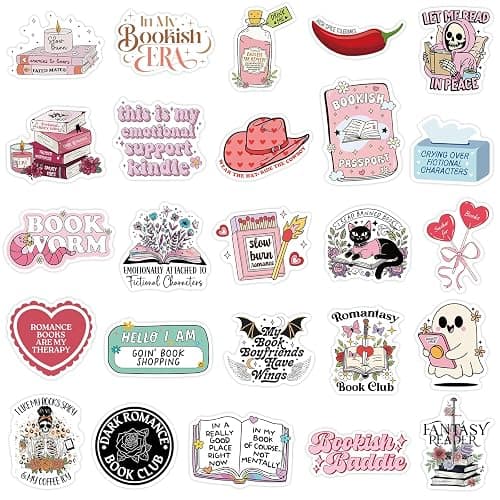 150 PCS Romance Book Stickers for Kindle – Waterproof Holographic Glitter Vinyl Bookish Stickers for iPad, Laptop, Journal, Water Bottle, Scrapbook – Booktok Aesthetic Gifts for Adult Book Lovers thumbnail 8
