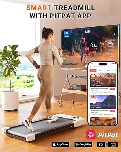SupeRun Walking Pad, Under Desk Treadmill, 3 in 1 Portable Treadmill with Remote Control LED Display, 2.5 HP Quiet Walking Jogging Machine for Office Home Use, 250 Lbs Capacity - 05-White thumbnail 2