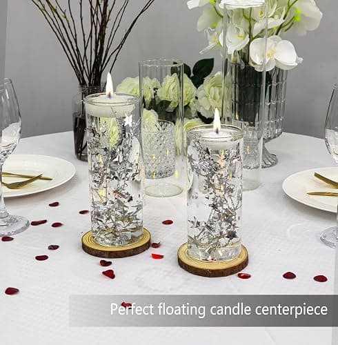 40 Pcs Star String for Floating Candle Centerpieces, Glitter Star Vase Filler for Table Wedding Christmas Water Centerpiece. (Silver) thumbnail 2