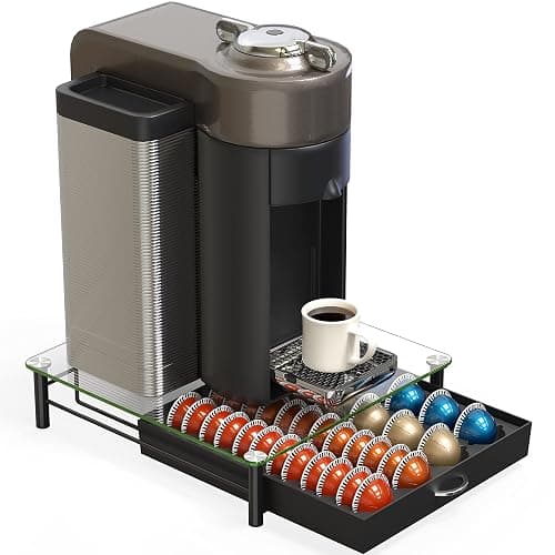 Deco Brothers Tempered Glass Vertuo Pod Holder, Fits 24 Large/48 Small Pods | Compatible with Nespresso Capsule, Black thumbnail 6