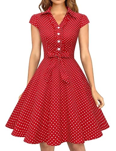 Wedtrend Women's 1950s Retro Rockabilly Dress Cap Sleeve Vintage Swing Dress - Image 1