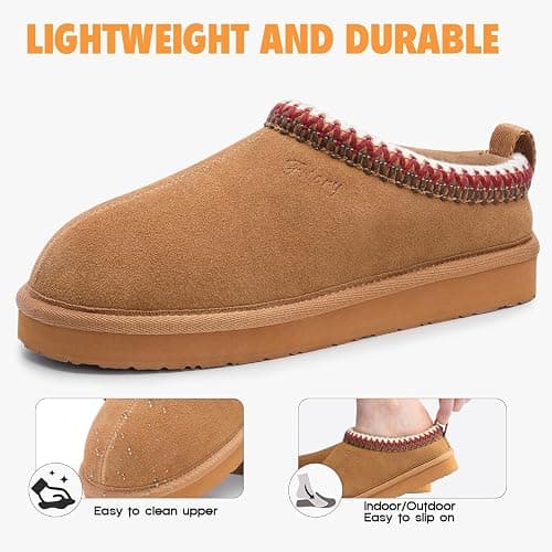 FITORY Women's Suede Slipper | Flat Short Mini Boots with Fur Fleece | Winter Casual Comfort Shoes thumbnail 4