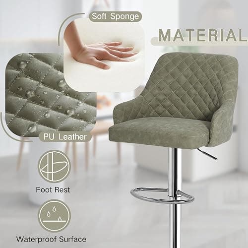VECELO Bar Stools Set of 4, Adjustable Bar Stools with Back, Bar Height Stools for Kitchen Counter thumbnail 4