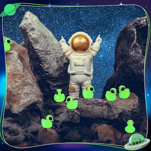 GGSTDDUP 50 Pcs Mini Alien Duck Glow in The Dark Mini Alien Figures Green Resin Ducks Tiny Aliens Ducks Miniature Figurines for Party Favors Garden Patio Yard Landscape Lawn Dashboard Collectible thumbnail 4