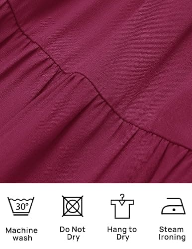 ZESICA Women's 2025 Summer Square Neck Short Puff Sleeve Solid Color High Waist Casual Smocked Flowy A Line Tiered Midi Dress thumbnail 4