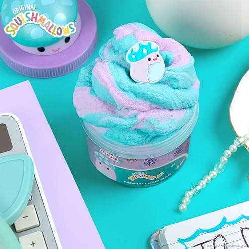Original Squishmallows Pyle The Mushroom Premium Cloud Slime, Grape Scent, 8 oz. Jar Storage Container with Figurine Topper, Rubber Charm, Goodie Bags Stuffers, Kids Party Favors, Sensory Toys thumbnail 2