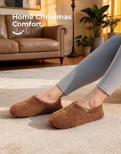 HomeTop Women's Fuzzy Curly Fur Memory Foam Loafer Slippers with Polar Fleece Lining thumbnail 3