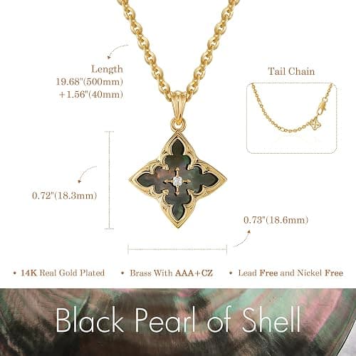 Fettero Gold Clover Necklace for Women Dainty 14K Gold Plated CZ Pendant Necklace Adjustable Chain Choker Charm Colorful Clover Pendant Lucky Necklaces for Women Jewelry thumbnail 6