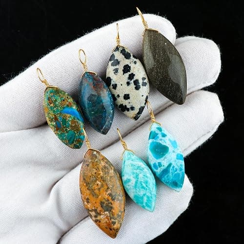 Jewel of Rocks (Pack of 5) Wholesale Bulk Mix Gemstone Crystals Pendant Necklace, Jewelry for Women, Natural Cabochons, Gift Jewelry, Dainty Necklaces, Gold Chain 18 inch (Mystery Pack) thumbnail 5