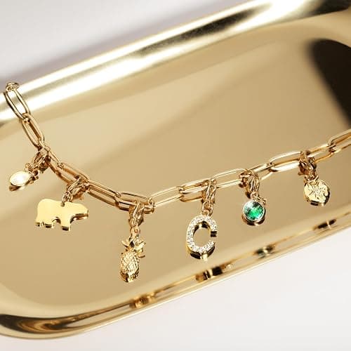 MignonandMignon Personalized Engraved Gold Charm Bracelet for Mom, Gifts for Women, Gift for Grandma, Unique Birthdays Teen Girls, Anniversaries, Graduation, Handmade Jewelry for Her - P-CHARM-MIX-BR thumbnail 3