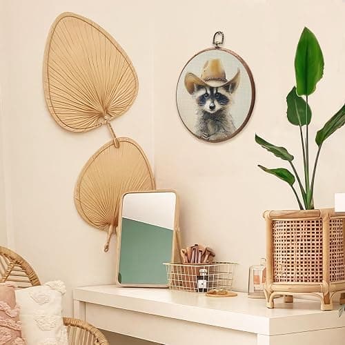 BCUANGD Western Trendy Round Wall Art Decor - Retro Raccoon Neutral Wall Art Canvas Frame Artwork Prints, Rustic Vintage Country Round Wall Hanging Decorations for Home Farmhouse Bedroom, 10"x10" thumbnail 6