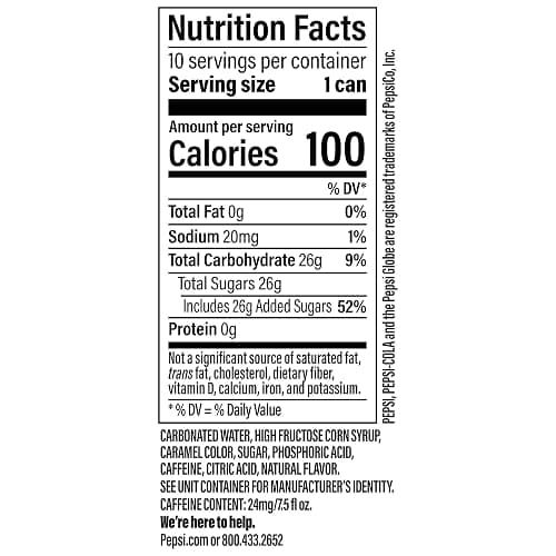 Pepsi Cola Soda Pop, 7.5 Fl oz, Mini Cans (Pack of 10) thumbnail 2