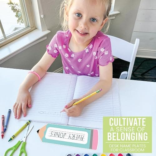 Hadley Designs Desk Name Tags for Classroom - 36 Student Desk Name Plates for Classroom Decor, 9x3 Pastel Nametags Cubby Labels Teacher Supplies, 1st 2nd 3rd Grade Kindergarten Preschool Must Haves thumbnail 5