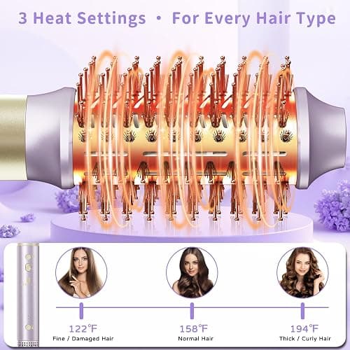 Hair Dryer Brush 8-in-1 Dual Voltage Hot Air Styler – Fast-Drying 110,000 RPM Ionic Blow Dryer with Straightener & Curler Attachments, Frizz-Free Volumizing Styler with Protective Hard Case-Purple thumbnail 4