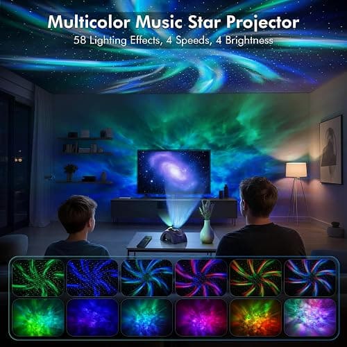 Rossetta Dual Lens Galaxy Projector, 58 Light Effects Star Projector for Bedroom, Night Light Projector with White Noise & Bluetooth Speaker, Remote Timer, Easter Room Decor Gifts for Kids Adult Teen thumbnail 2