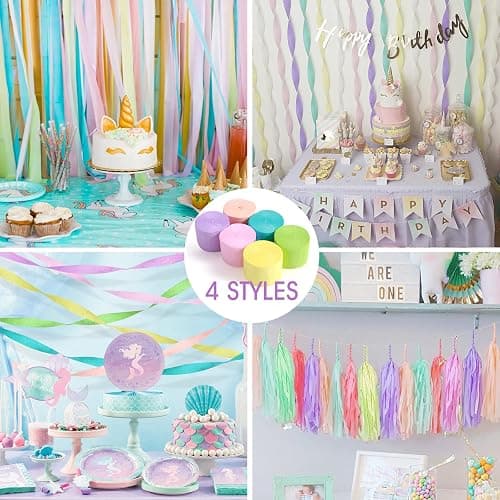 Streamers Party Decorations, Party Supplies Crepe Paper Streamers 6 Colors 492ft for Birthday Decor, Baby Shower, Bachelorette Party, Wedding & Party Decor (Style C) thumbnail 7