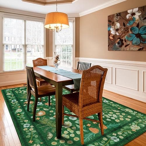 Rtizon Area Rugs for Living Room, Non-Slip 4x6 Washable Rug for Bedroom,Vintage Floral for Entryway Office Kitchen Dining Room, Green thumbnail 7