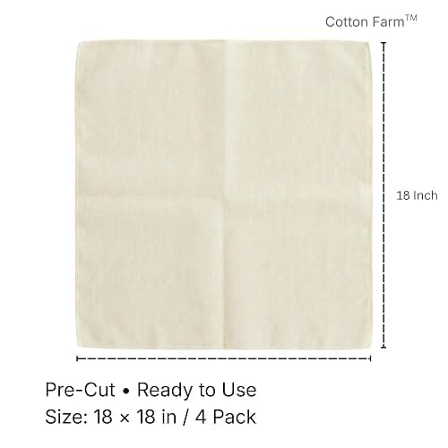 Cotton Farm Grade 100 Cheese Cloths for Straining & Cooking, 18 × 18 Inch, 100% Unbleached Cotton Cheesecloth, Butter Muslin, Finished Edge, Reusable & Pre-Washed thumbnail 3