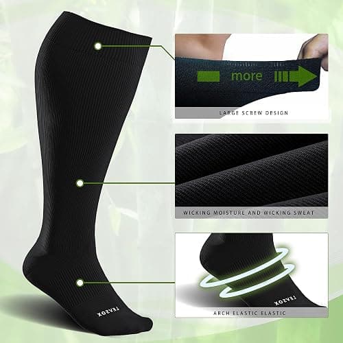 LEVSOX Wide Calf Compression Socks for Women&Men Plus Size 15-20mmHg Knee High Large Support Stockings for Circulation thumbnail 4