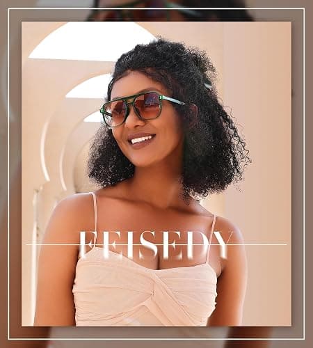 FEISEDY Retro Square Aviator Sunglasses Women Men 70s Vintage Trendy Plastic Frame Sun Glasses B2835 thumbnail 3