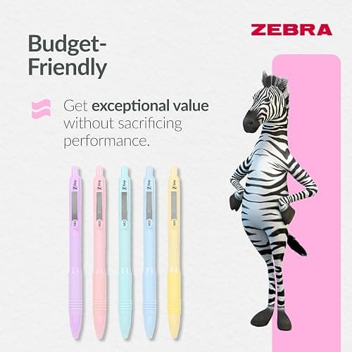 Zebra Pen Z-GRIP Smooth Ballpoint Pens Black Ink 5pk - Pastel Barrel 1mm Medium Point Retractable Ink Pens with Clip - Smooth Writing Pens with Low Viscosity Ink, Comfort Grip - 5 Pens Multipack thumbnail 6