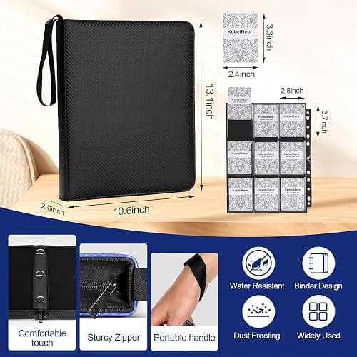 Card Binder – 720 Capacity, Zippered Trading Card Holder for MTG, Sports & Collectible Cards – Acid-Free, Durable & Travel-Friendly Storage (Black, 9 Pocket) thumbnail 2