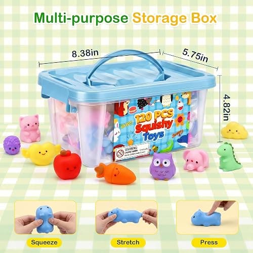 120Pcs Bulk Kawaii Mochi Squishy Toys, Fidget Treasure Box Classroom Prizes | Squishies Pack, Fidgets, Squeezy, Stocking Stuffers, Goodie Bag Stuffers, Teacher Supplies, Party Favors for Kids 4-12 thumbnail 3
