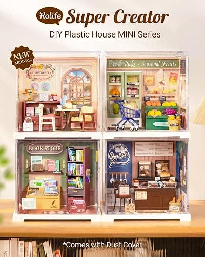 Rolife Super Creator Mini Series Tea-Break, DIY Plastic Miniature Kits Retail Store Series, Mini Model House Building Set for Teens Aged 14+, DIY Crafts/Hobbies for Adults (Honey Tea Lounge) thumbnail 4