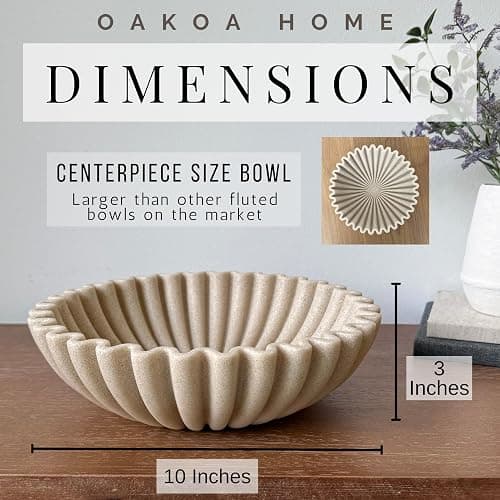 OAKOA Beige Resin Large Decorative Bowls for Home Decor - Decorative Bowl for Keys Entryway Table - Decorative Fruit Bowl Decor - Purse Bowl thumbnail 4