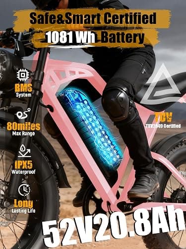 ESKUTE V200 Electric Dirt Bike for Adults,52V20.8Ah Battery,20" x4.0 Fat Tire,32MPH,NFC Unlock Color Display,7-Speed Dual Suspension,Dirt E-Bike,80 Miles, Streamlined Frame, E-Bike for Youth & Adults thumbnail 3
