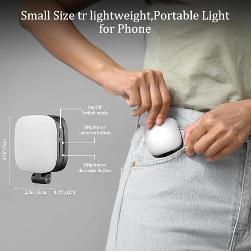 Magnetic Selfie Light Compatible with MagSafe for iPhone – Rechargeable LED Fill Light with Mirror, CRI≥95, 5 Color Temps, Foldable Ring Light thumbnail 6