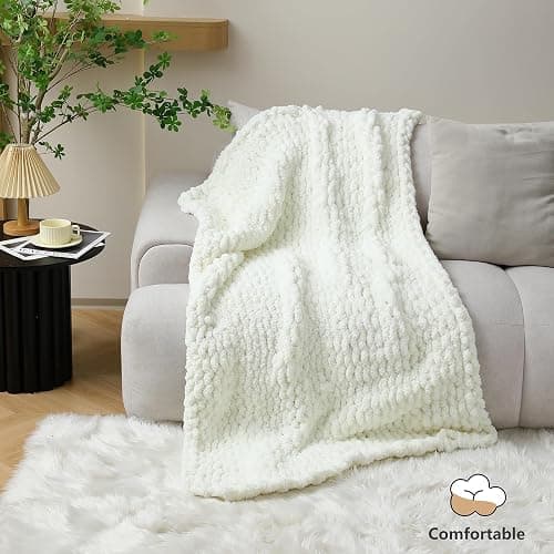 Cozyful Chunky Yarn for Hand Knitting - #10 Chunky Chenille Yarn, Jumbo Big Thick Chunky Yarns for Crocheting, Super Bulky Chunky Knit Blanket Yarns, 8 Skein (25 yds 8 oz Each Skein), Cream thumbnail 2