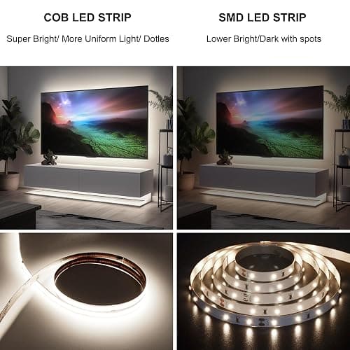 AXMOTUT COB LED Strip Light with Remote, Dimmable 32.8FT/10M Flexible High Density LED Light,4000K Natural White 3200LEDs Super Bright LED Light Strip CRI 90+ for Bedroom,Kitchen,DIY Home Decoration thumbnail 3