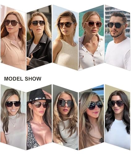SOJOS Retro Trendy Aviator Polarized Sunglasses Men Women Vintage 70s Square Stylish Frame Sun Glasses SJ2283 thumbnail 3