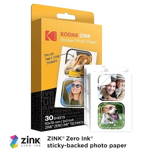 Zink KODAK 2”x3” Premium Pre-Cut Sticker Photo Paper (30 Sheets) Compatible with All KODAK 2x3” Instant Print Products – Except Printomatic thumbnail 3