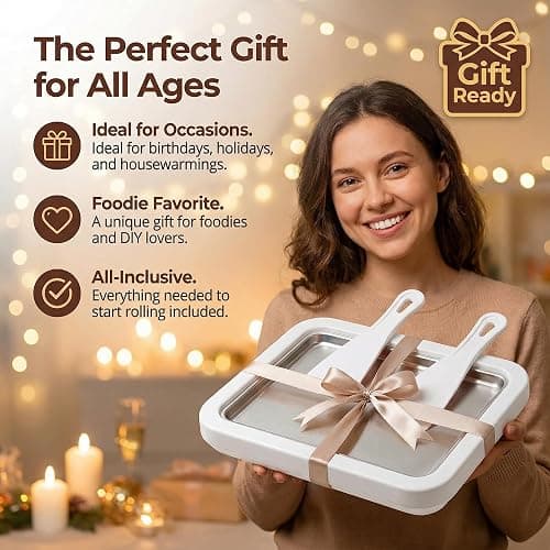 At-Home Rolled Ice Cream Maker Kit, Instant Freeze Plate with 2 Scrapers, DIY Ice Cream Roll Tray for Kids & Adults, Homemade Gelato, Sorbet & Frozen Yogurt, Stainless Steel Dessert Maker (White) thumbnail 9