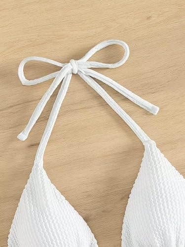 Falainetee Women's Bathing Suit Halter Triangle Swimsuit Bikini Top thumbnail 4
