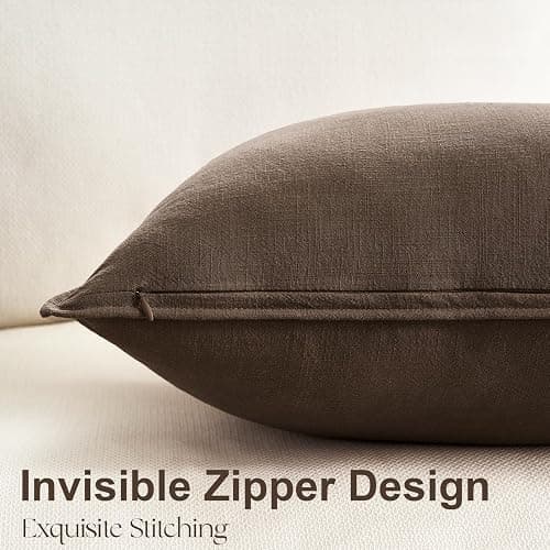 Drapenova Brown Pillow Covers Pack of 4 Decorative Throw Pillow Covers Soft Accent Pillows Boho Couch Cushion Covers Modern Home Decor for Living Room Bed Sofa 16x16 Inch thumbnail 5