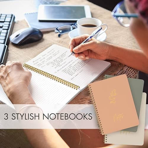 ZICOTO Aesthetic Spiral Notebook Set of 3 For Women - Cute College Ruled 8x6 Journal/Notebook with Large Pockets And Lined Pages - Perfect Supplies to Stay Organized at Work or School thumbnail 9