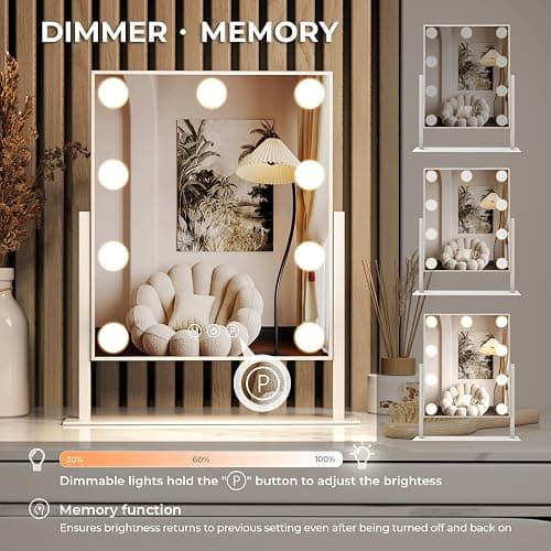ZL ZELing Vanity Mirror with Lights,Makeup Mirror with Lights,Light up Mirrors with Smart Touch 3 Colors Dimmable,Mirror with Lights with 360° Rotation thumbnail 3