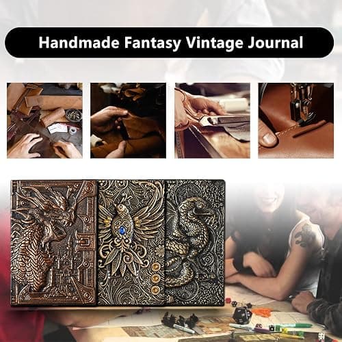 Ancient Deer DND Notebook/Journal, Unique 400 Page Book with 3D Dragons Leather Refillable 6-rings binder and Bookmark for dungeons and dragons D&D dice accessories Role Playing Games,Great DND Gifts thumbnail 7