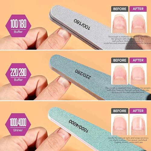 Teenitor Nail File Nail Buffer, 6 pcs Nail Files and Buffers for Natural Nails, Emery Boards for Nails, Nail Buffer and Shine Kit Nail Filer, Nail Buffer Block 100/180 Grit Nail Files Fingernail Files thumbnail 4
